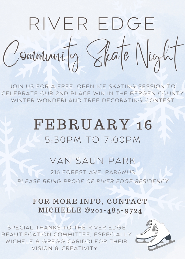 Borough of River Edge New Jersey Bergen County - FREE Community Ice Skating  Session at Van Saun Park